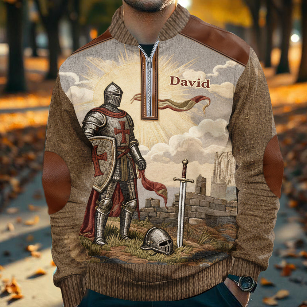 Kight Of God - Personalized Christian Men Zip-Up Sweatshirt