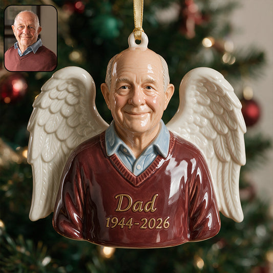 Notre Ange de Noël - Ornement Mémorial Personnalisé Premium 3D