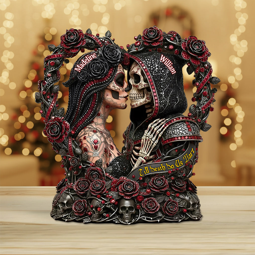 Sugar Skull Till Death Do Us Apart - Personalized Skull Custom Shaped Acrylic Plaque