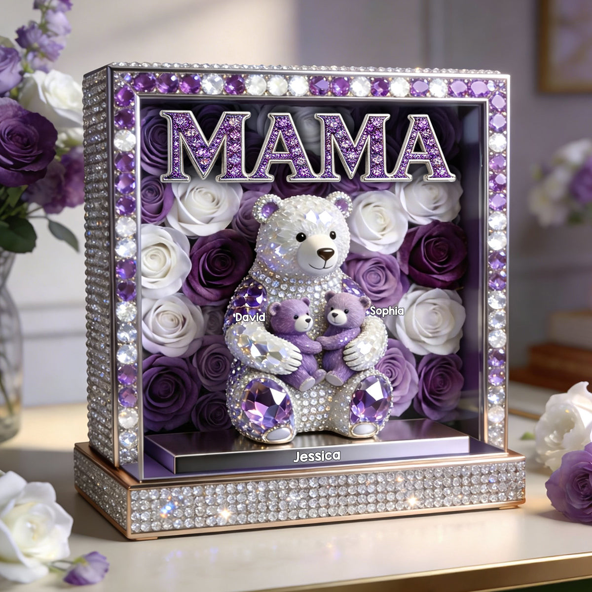 Maman/Mamie Ours - Plaque Acrylique Personnalisée en Forme de Maman