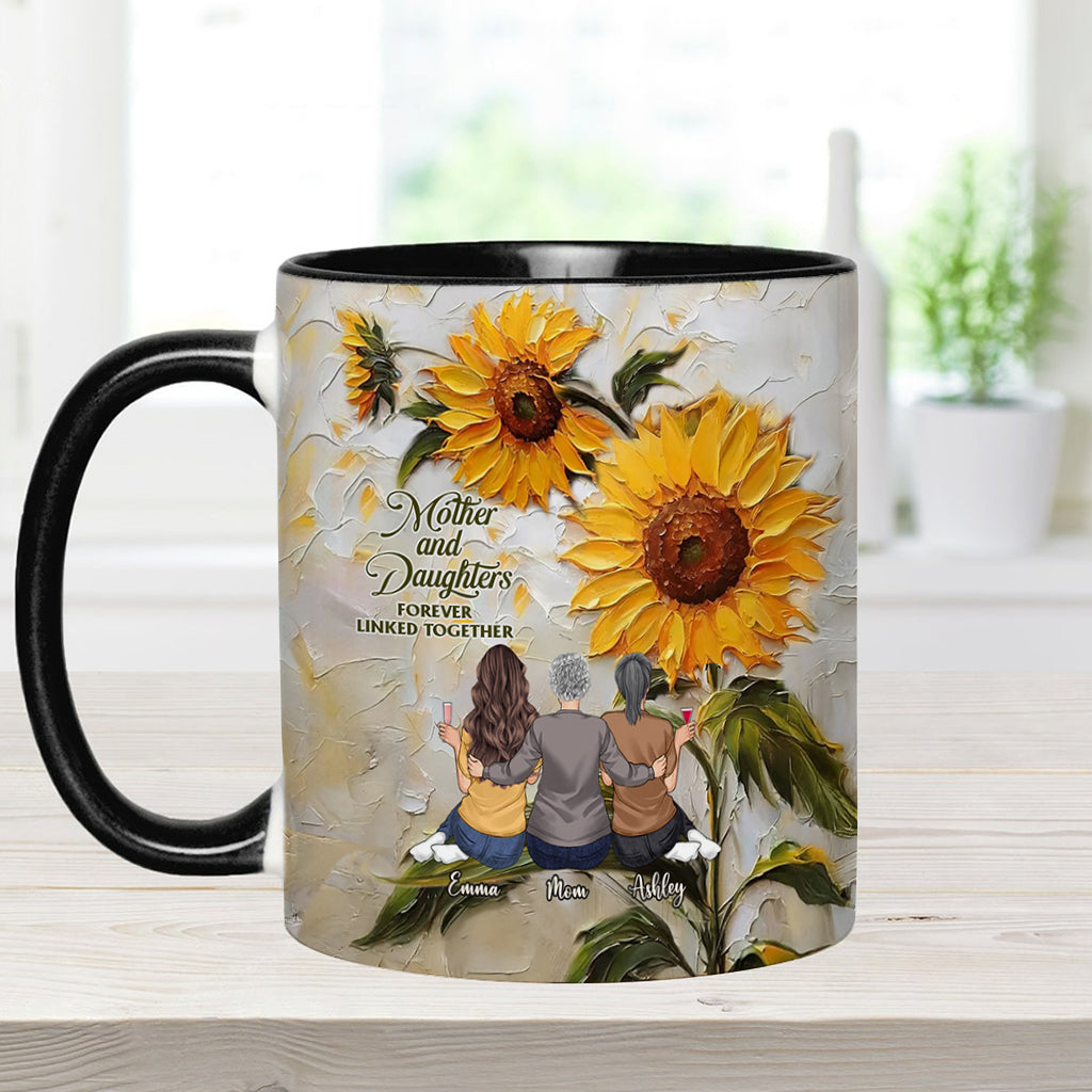 Mother And Daughters Forever Linked Together - Personalized Mother Accent Mug