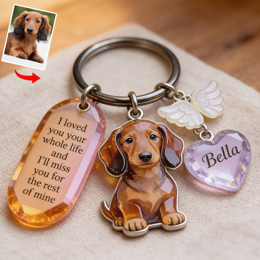Custom Any Photo - Personalized Dog Keychain With Charms