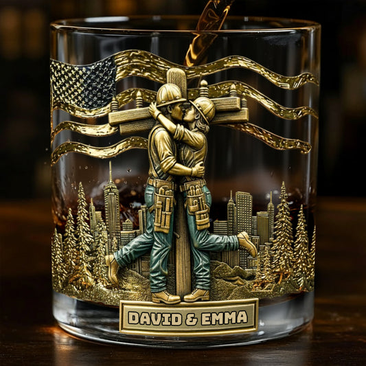 Verre à whisky personnalisé « Lineman & Linewoman Legacy Glass » - Verre à whisky commémoratif pour électriciens et électriciennes