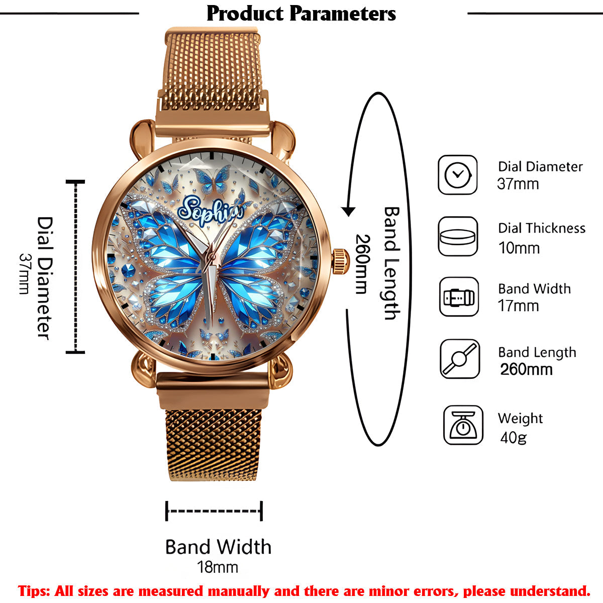 Magnifiques papillons - Montre-bracelet personnalisée pour femme avec papillons 