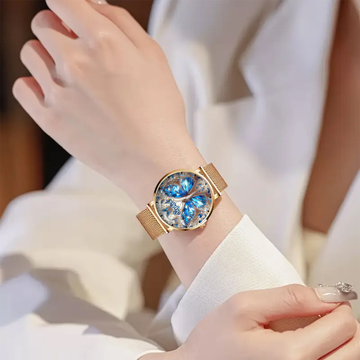 Magnifiques papillons - Montre-bracelet personnalisée pour femme avec papillons 