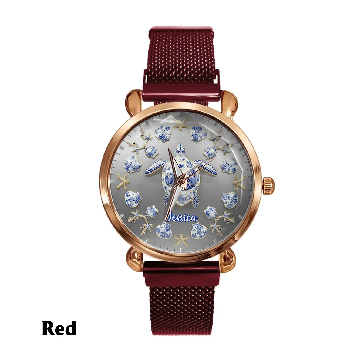 Toile De Jouy Tortue - Montre-bracelet personnalisée pour femme en forme de tortue