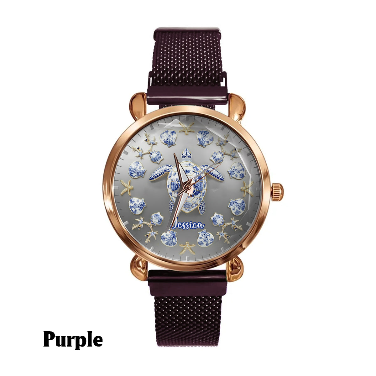 Toile De Jouy Tortue - Montre-bracelet personnalisée pour femme en forme de tortue
