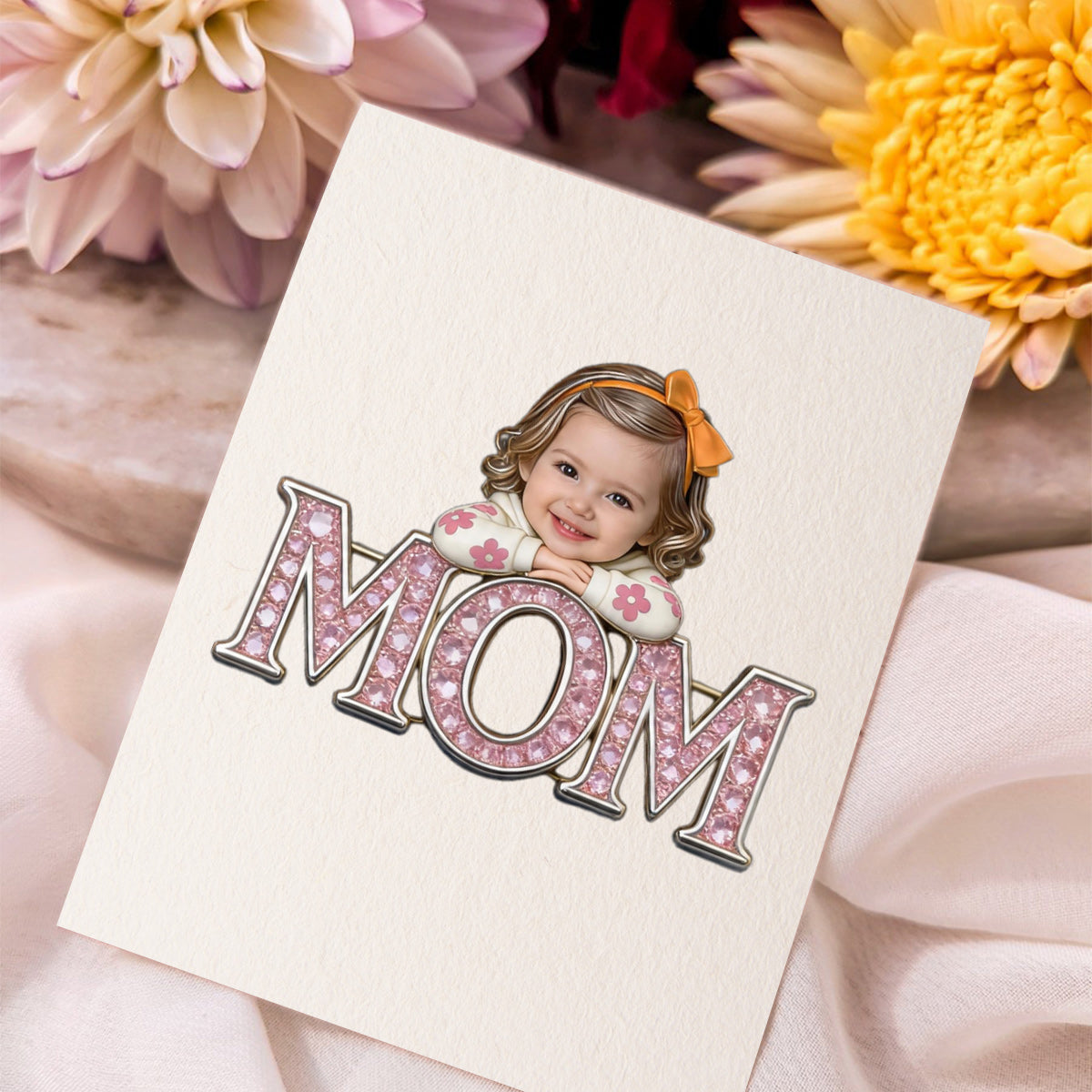 Cadeau unique pour la fête des mères, personnalisé à partir de n'importe quelle photo - Épinglette mère personnalisée