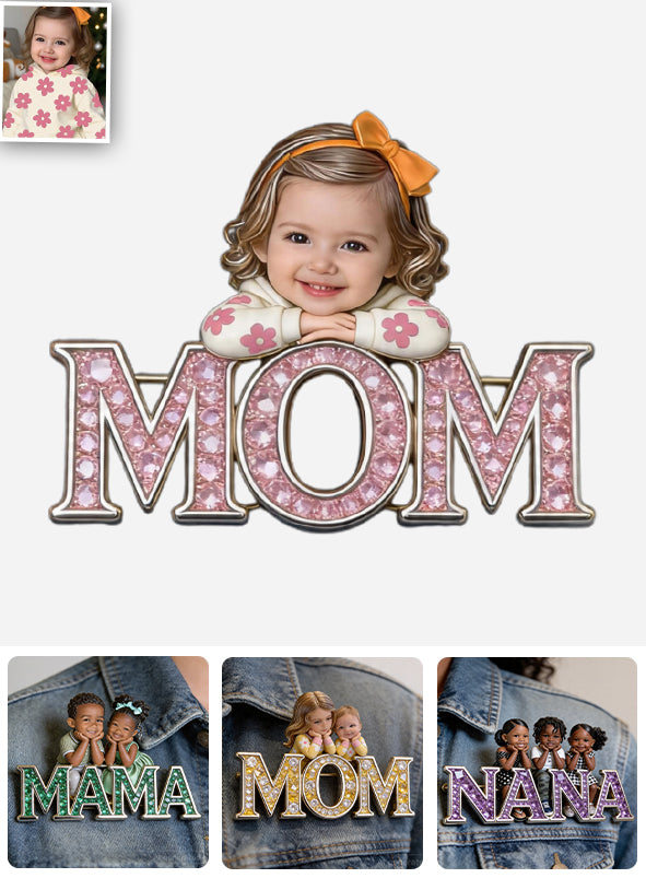 Cadeau unique pour la fête des mères, personnalisé à partir de n'importe quelle photo - Épinglette mère personnalisée