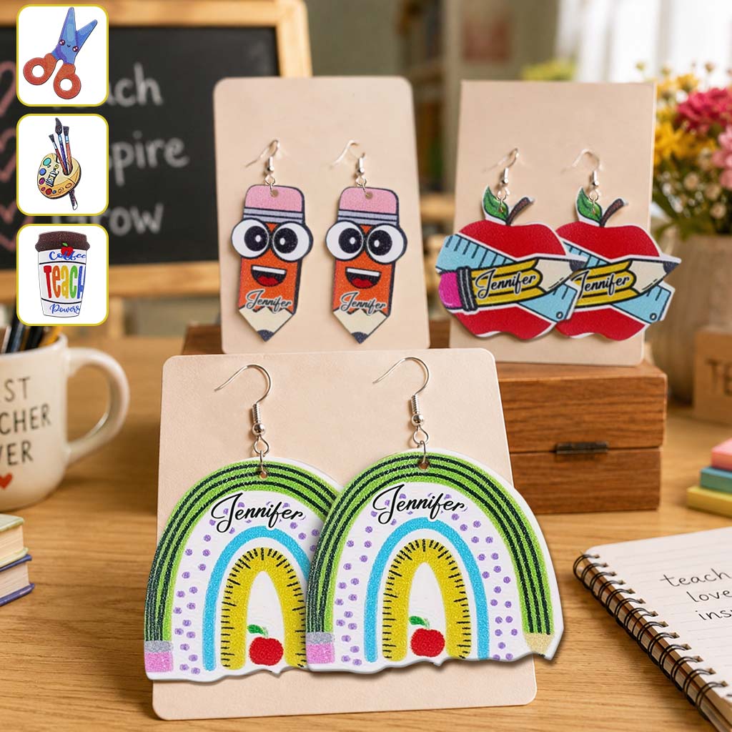 Back To School - Personalized Teacher Earrings