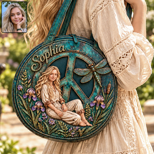 Hippie Souls - Personalized Hippie Custom Shaped Leather Tote Bag