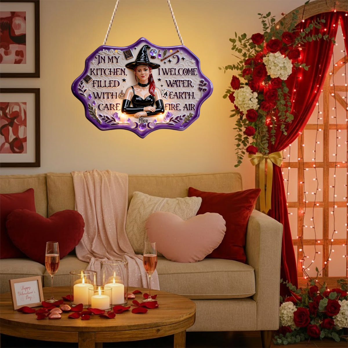 Dans ma cuisine - Panneau lumineux LED personnalisé de sorcière en acrylique