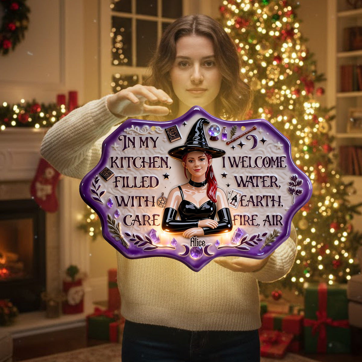 Dans ma cuisine - Panneau lumineux LED personnalisé de sorcière en acrylique