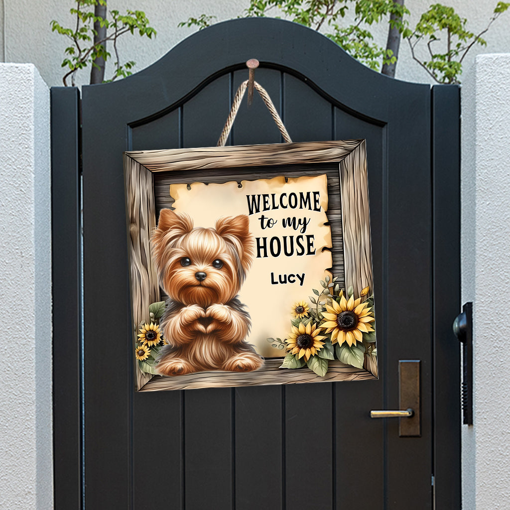 Bienvenue chez moi - Panneau en bois personnalisé pour chien