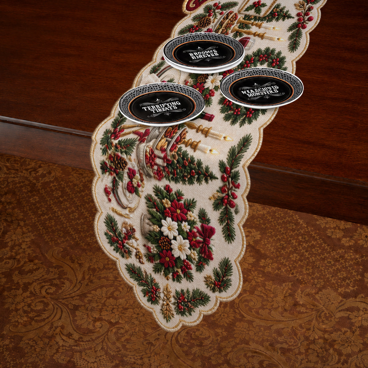 Christmas Initial Table Runner Family Gift - Personalized Family Custom Shape Table Runner