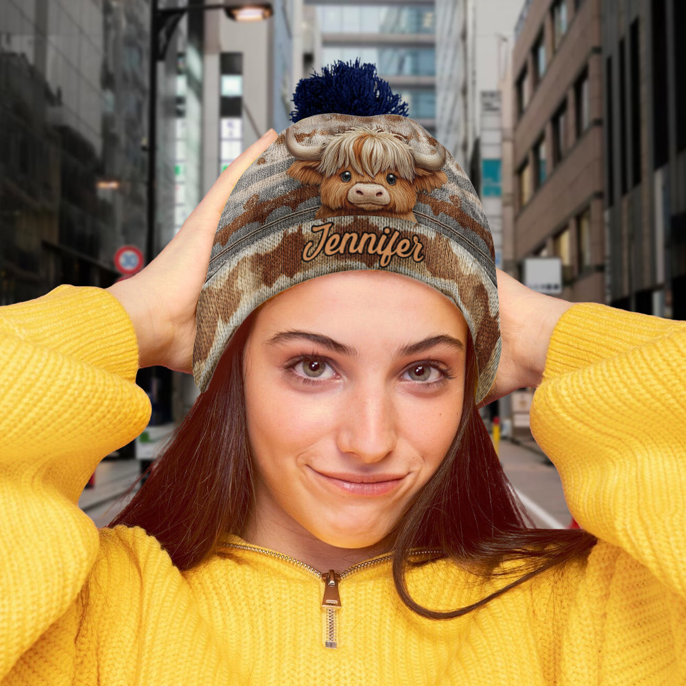 Mignonne vache des Highlands - Bonnet personnalisé vache des Highlands