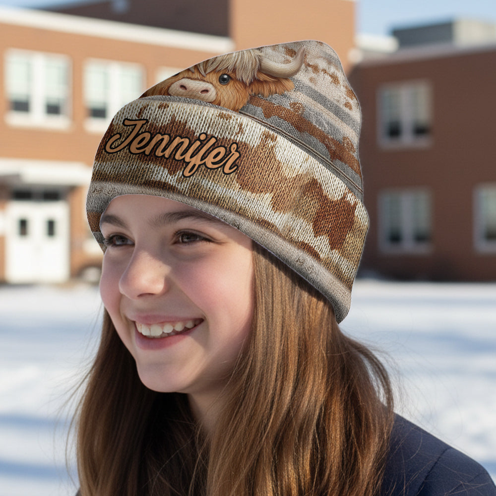 Mignonne vache des Highlands - Bonnet personnalisé vache des Highlands