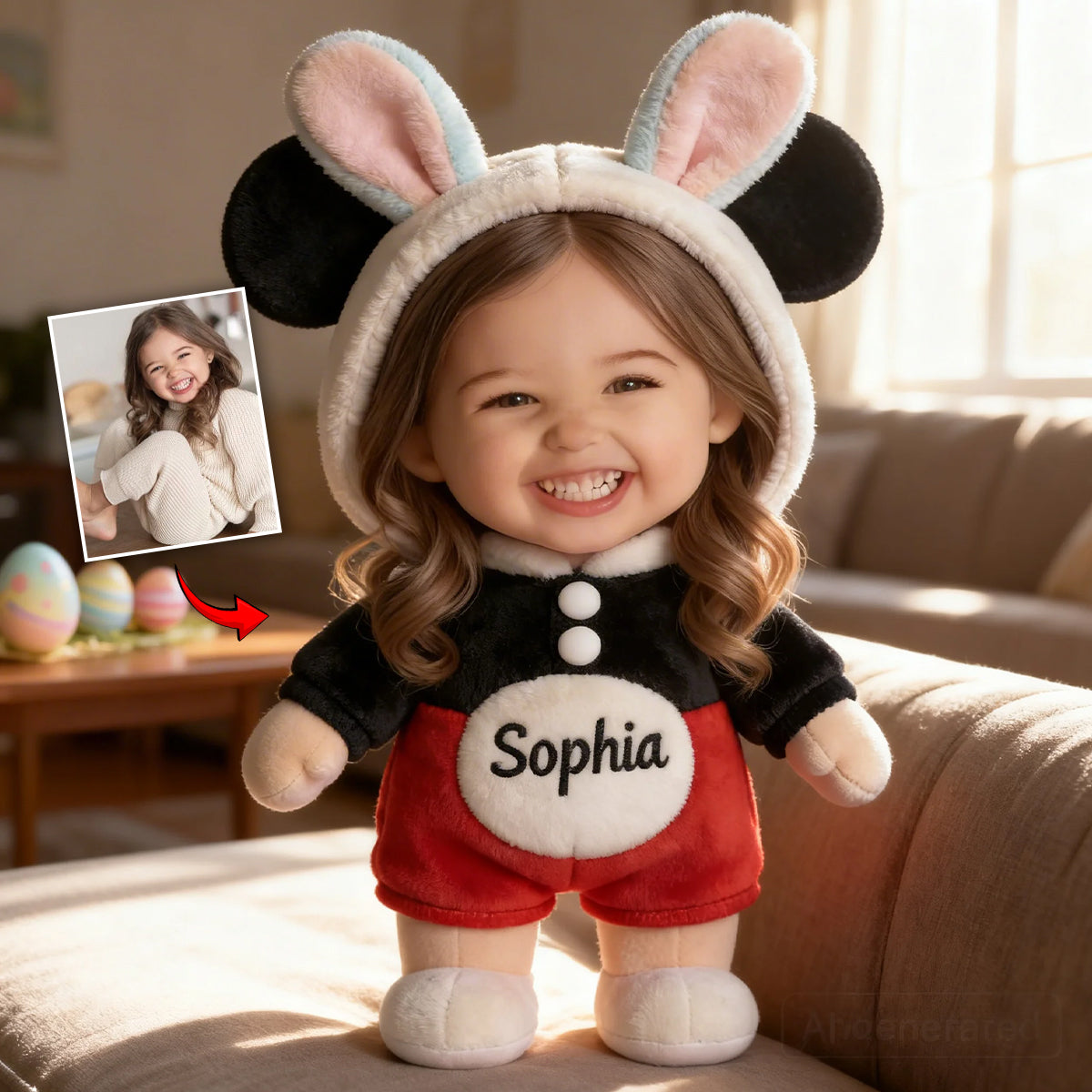 Coussin en fausse fourrure premium personnalisé pour enfant, avec photo personnalisée pour maman ou grand-mère