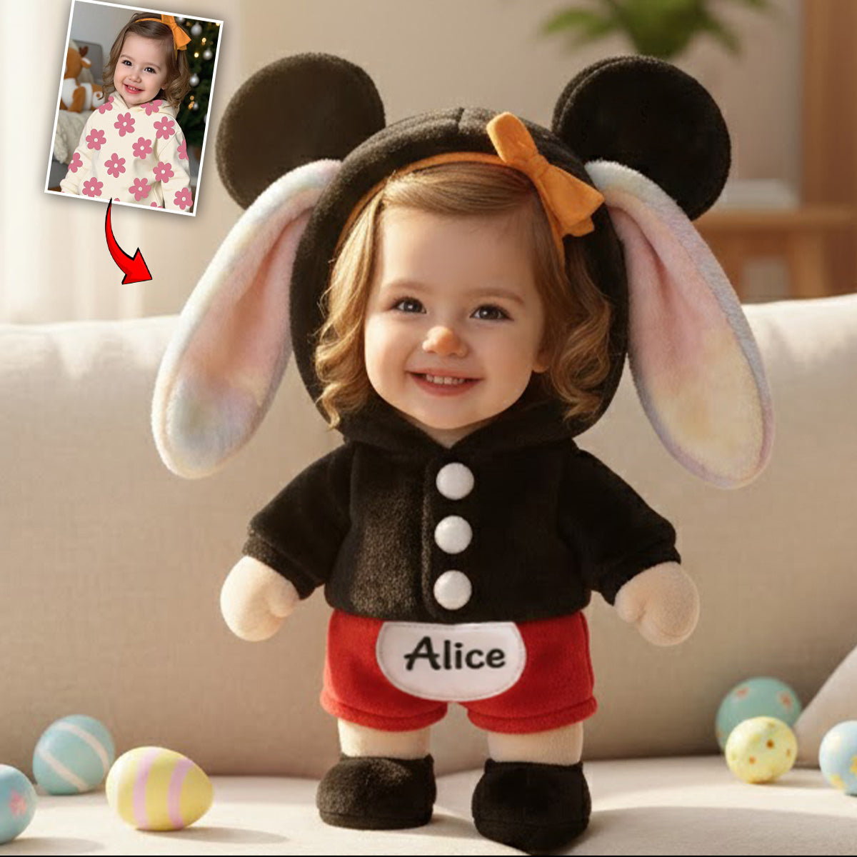 Coussin en fausse fourrure premium personnalisé pour enfant, avec photo personnalisée pour maman ou grand-mère