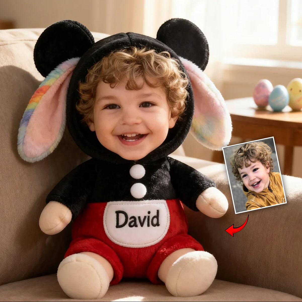 Coussin en fausse fourrure premium personnalisé pour enfant, avec photo personnalisée pour maman ou grand-mère