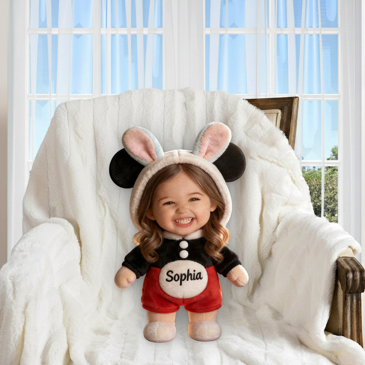 Coussin en fausse fourrure premium personnalisé pour enfant, avec photo personnalisée pour maman ou grand-mère