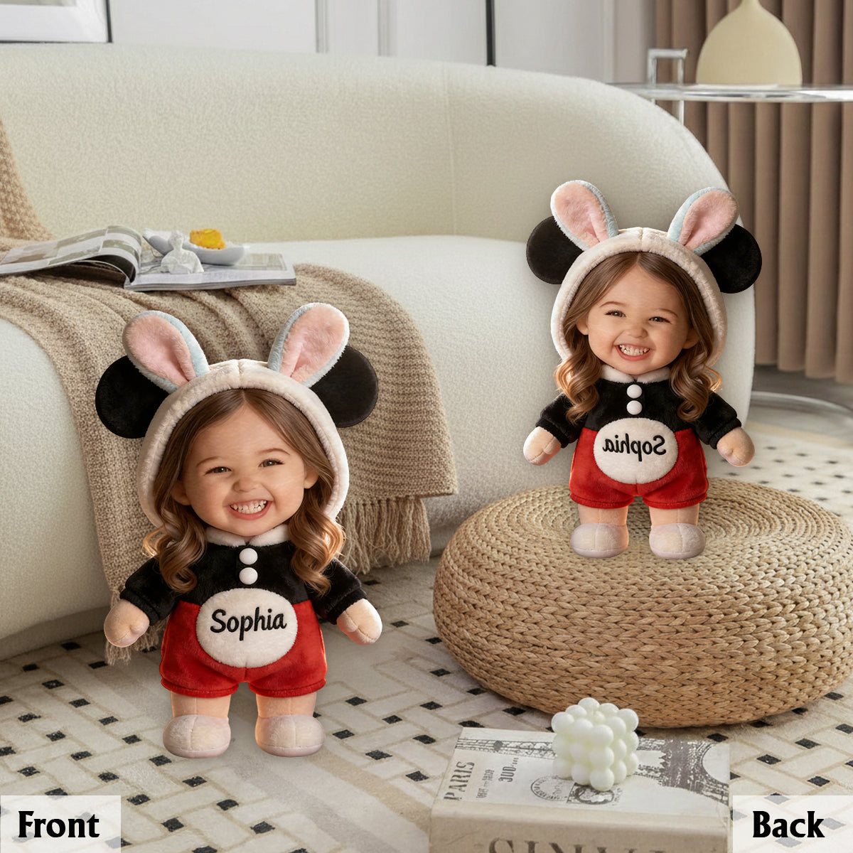 Coussin en fausse fourrure premium personnalisé pour enfant, avec photo personnalisée pour maman ou grand-mère