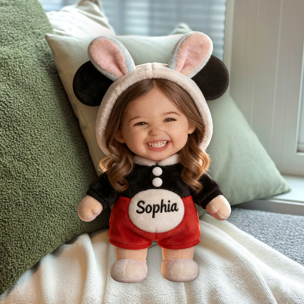 Coussin en fausse fourrure premium personnalisé pour enfant, avec photo personnalisée pour maman ou grand-mère