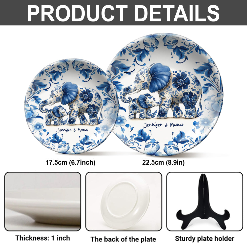Elephant Mama - Personalized Mother Ceramic Round Plate