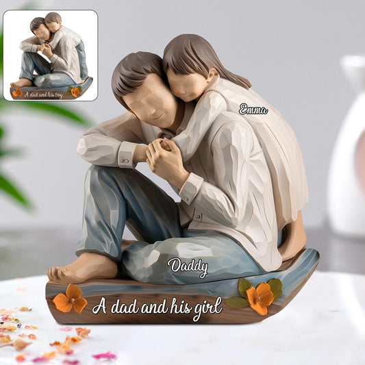 Daddy And Daughter, Son - Personalized Father Custom Shaped Acrylic Plaque