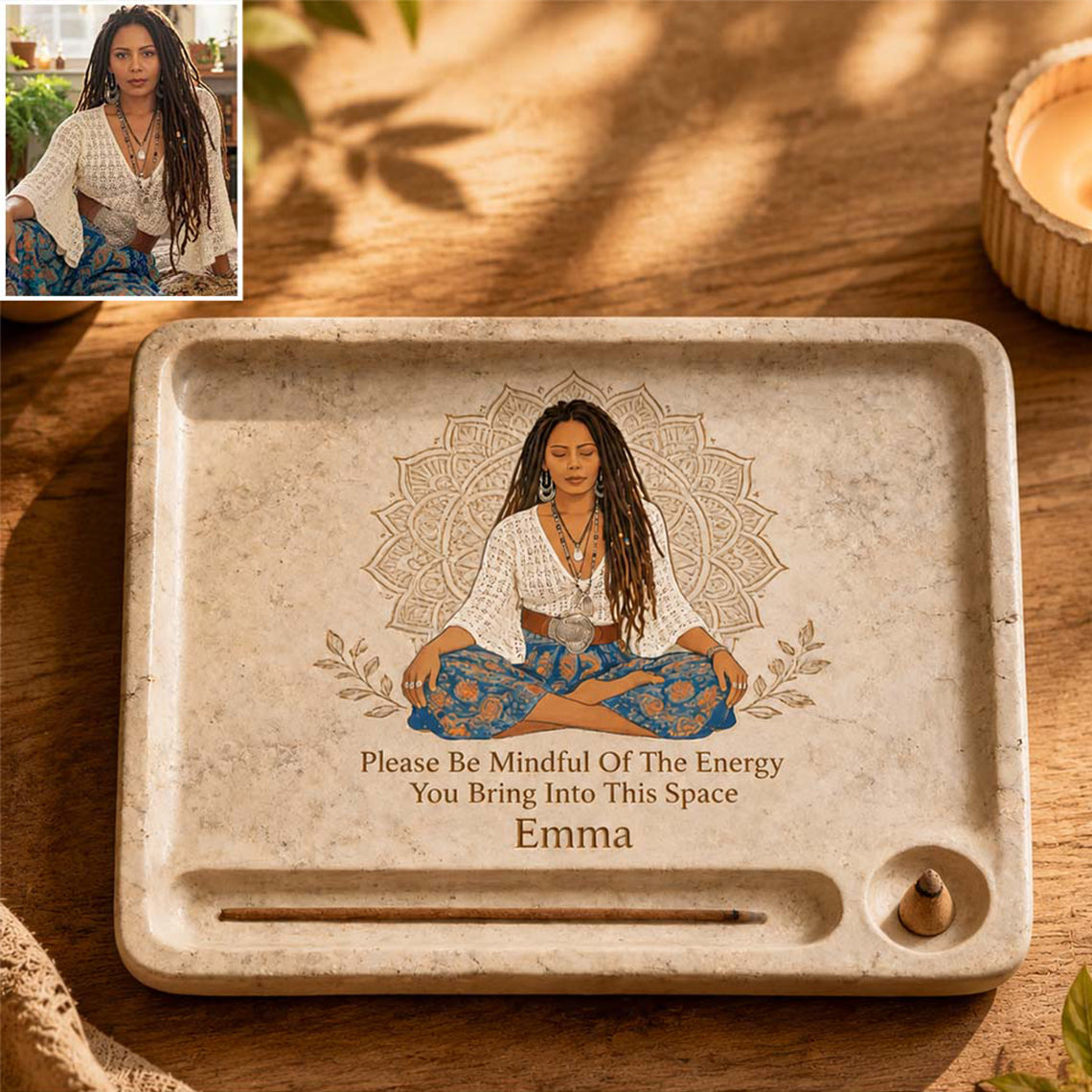 Namaste - Plateau polyvalent personnalisé Hippie
