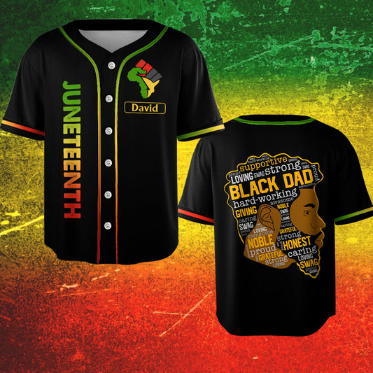 Maillot de baseball personnalisé « Père noir » pour Juneteenth