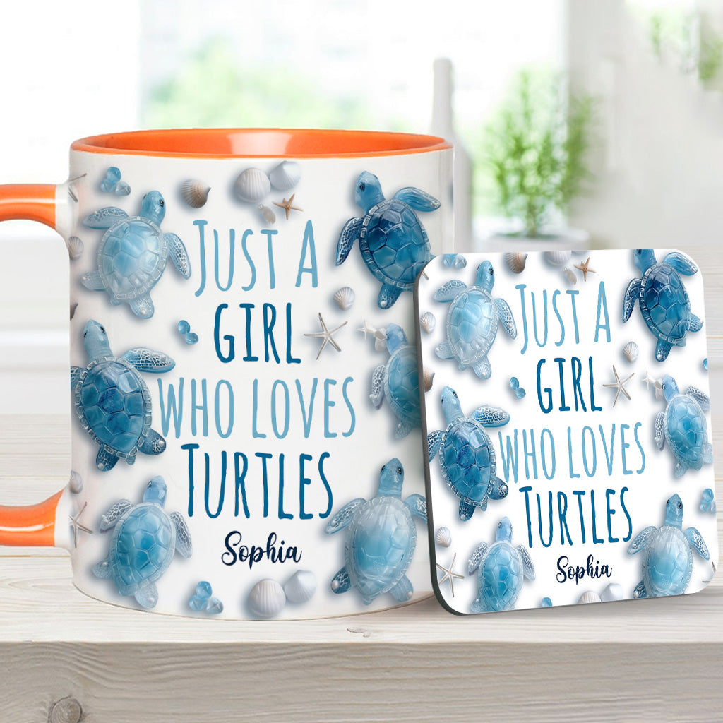 Mug personnalisé « Juste une fille qui aime les tortues » avec motif tortue