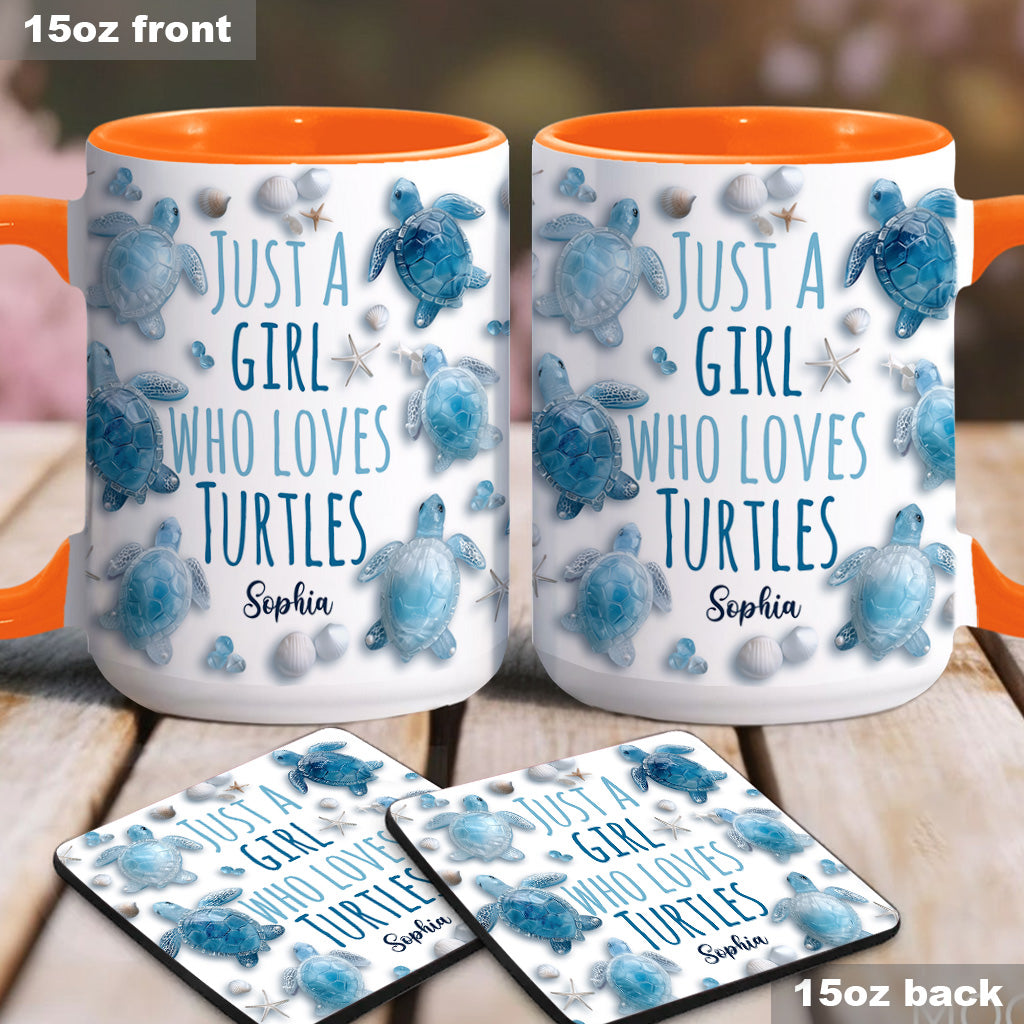 Mug personnalisé « Juste une fille qui aime les tortues » avec motif tortue