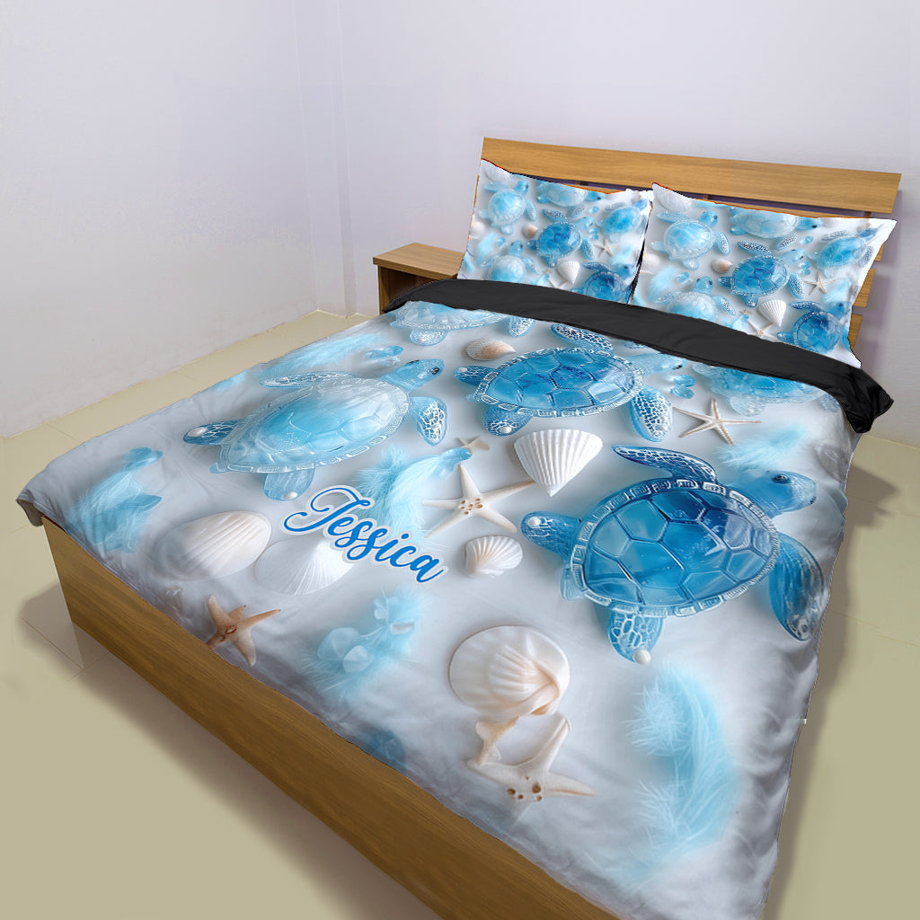 Tortues marines : L’océan vous appelle – Ensemble de literie personnalisé avec motif tortue