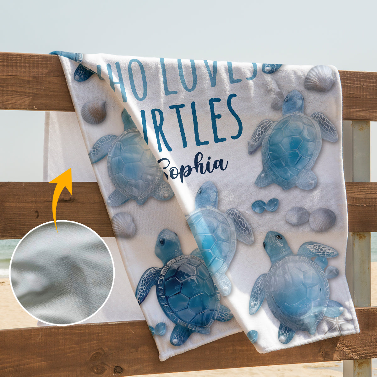 Juste une fille qui aime les tortues - Serviette de plage/de bain personnalisée à séchage rapide avec motif tortue