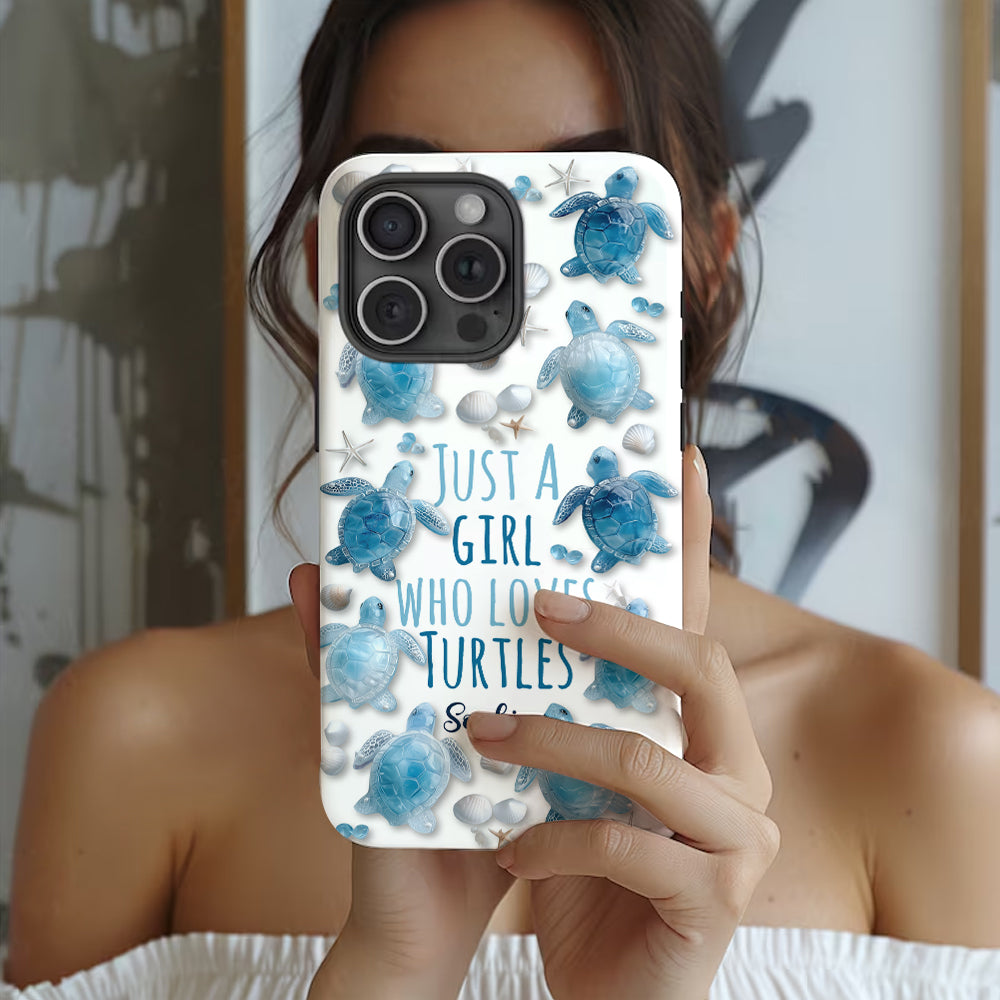 Une fille qui adore les tortues - Coque de téléphone personnalisée avec impression intégrale de tortue