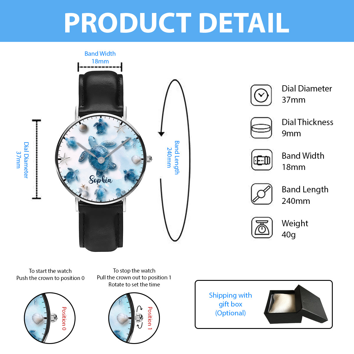Juste une fille qui aime les tortues - Montre-bracelet personnalisée en forme de tortue