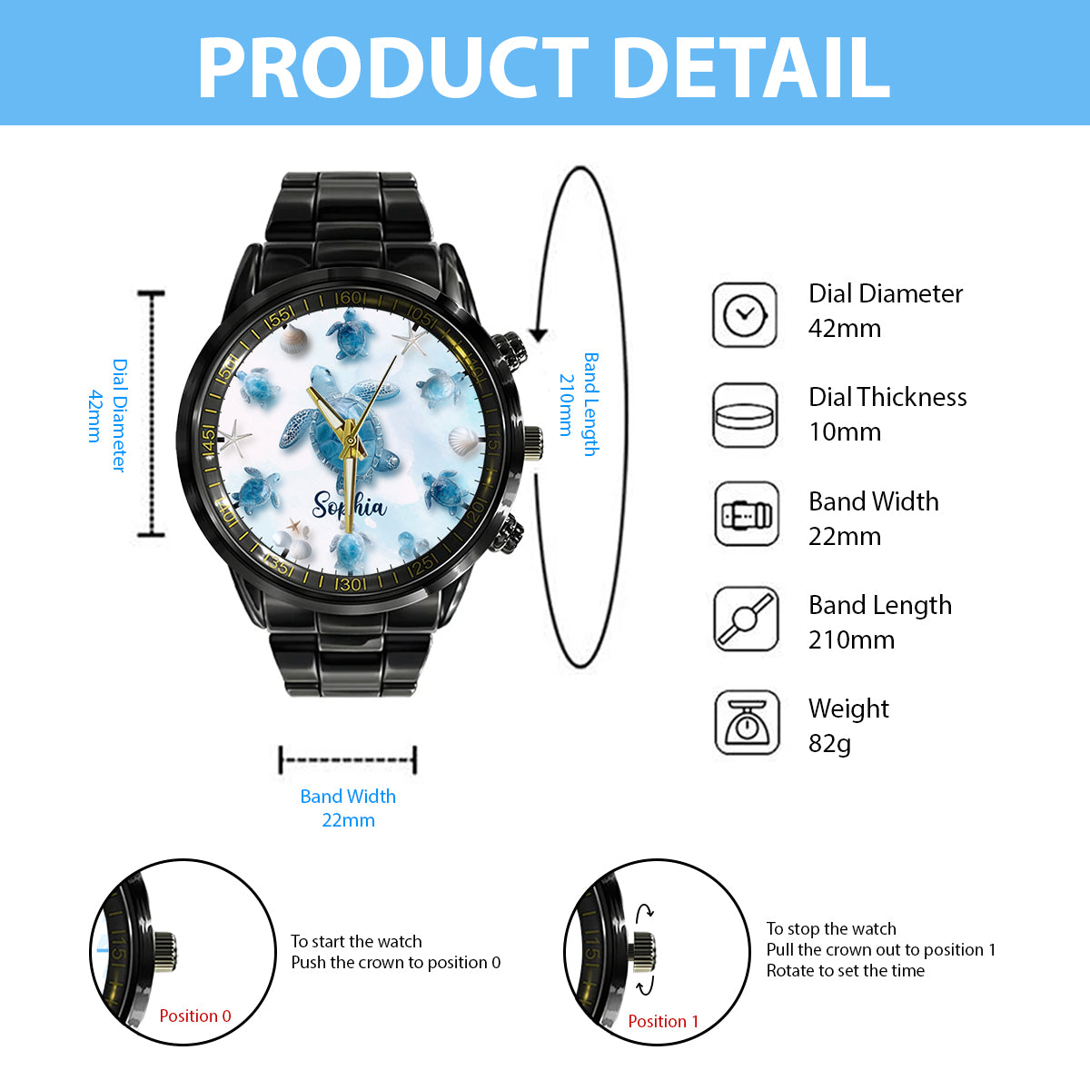 Juste une fille qui aime les tortues - Montre-bracelet personnalisée en forme de tortue
