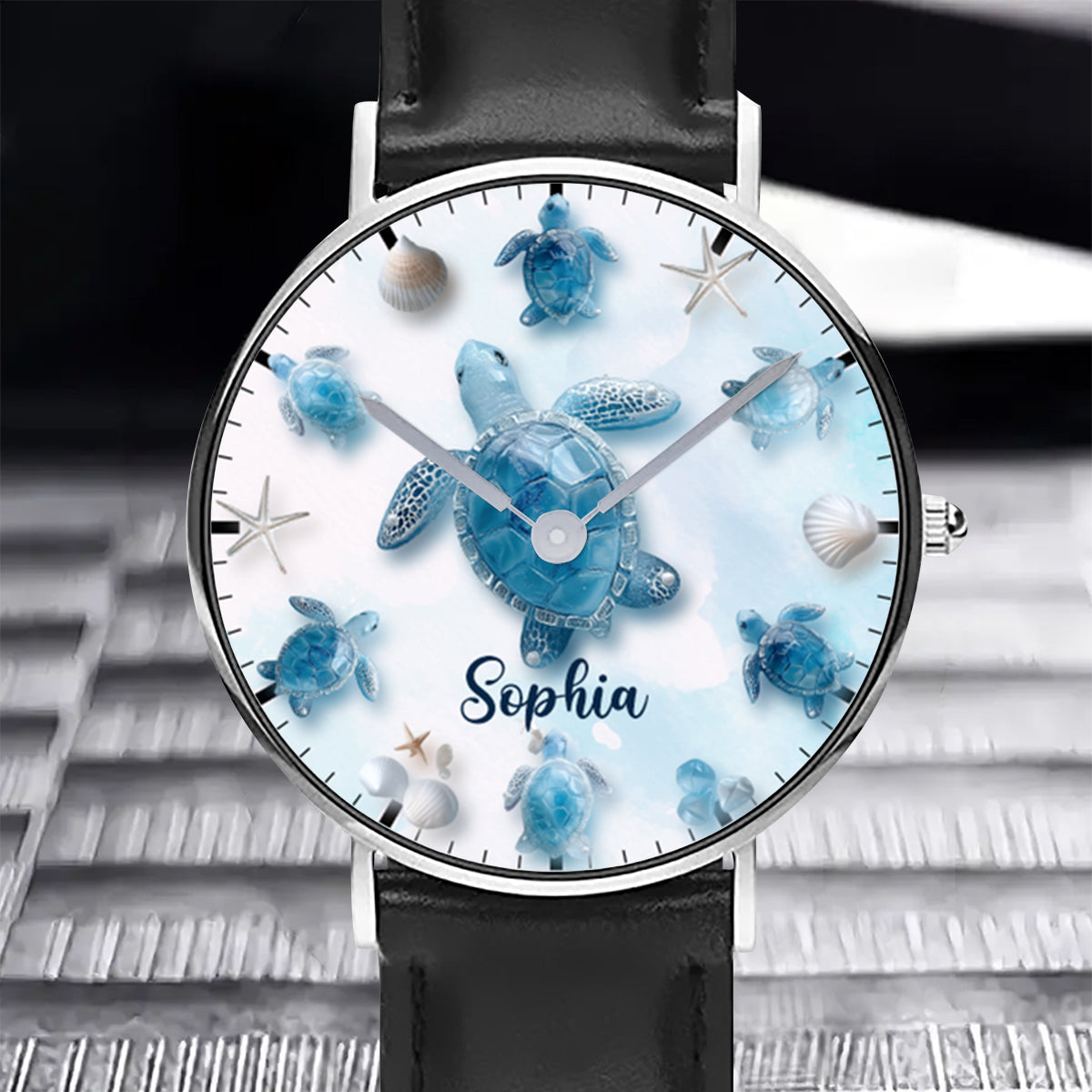 Juste une fille qui aime les tortues - Montre-bracelet personnalisée en forme de tortue