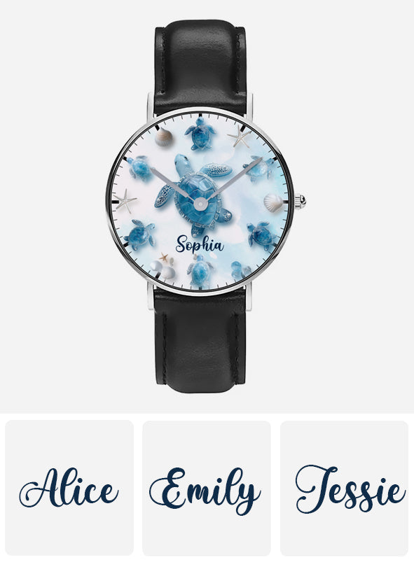 Juste une fille qui aime les tortues - Montre-bracelet personnalisée en forme de tortue