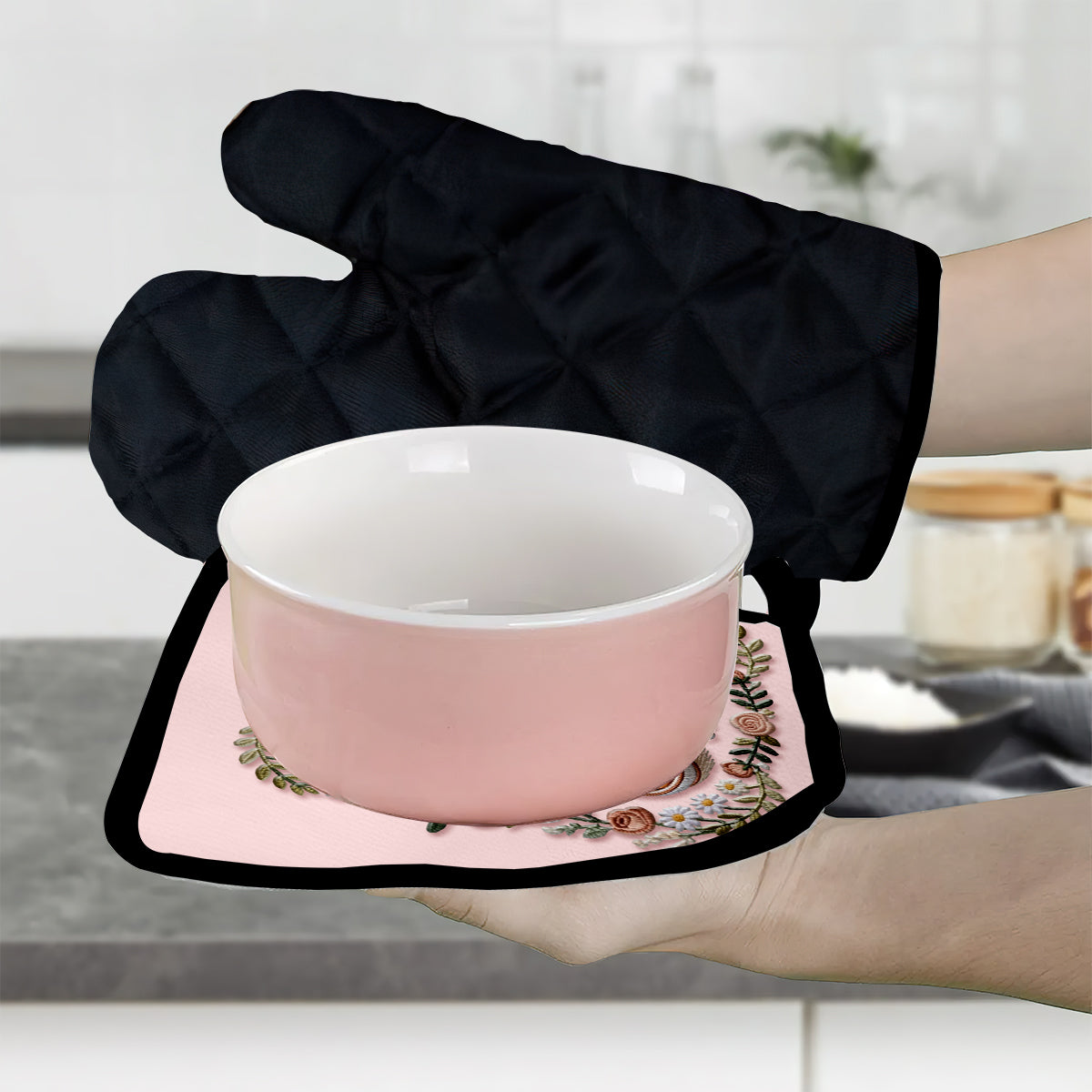 Love Baking - Personalized Baking Oven Mitts & Pot Holder Set