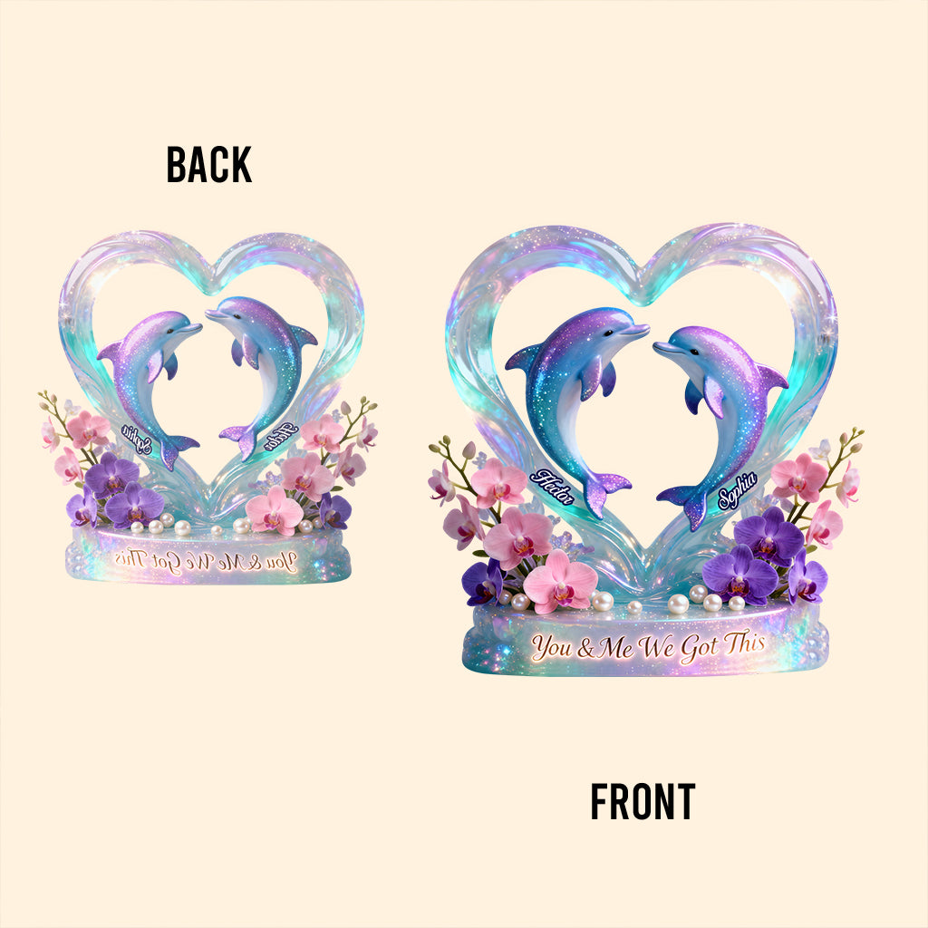 On gère, couple dauphin - Plaque acrylique personnalisée pour couple.