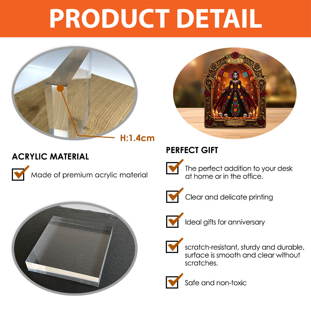 Día de Muertos, Jour des Morts - Plaque acrylique personnalisée pour femmes latines
