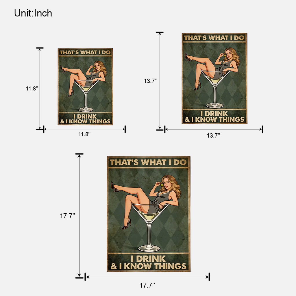 That's What I Do I Drink & I Know Things Retro Pin-up - Personalized Cocktail Custom Shaped Wood Sign