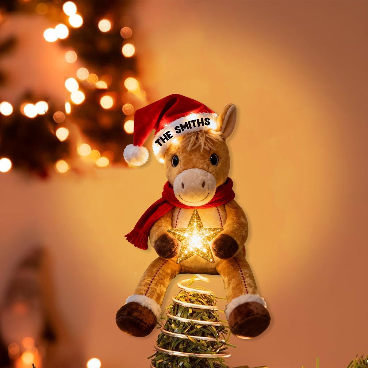 Merry Horsemas - Personalized Horse LED Light Tree Topper