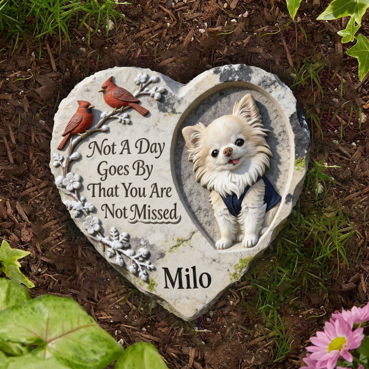 Not A Day Goes By That You Are Not Missed - Personalized Memorial Heart Shaped Stone