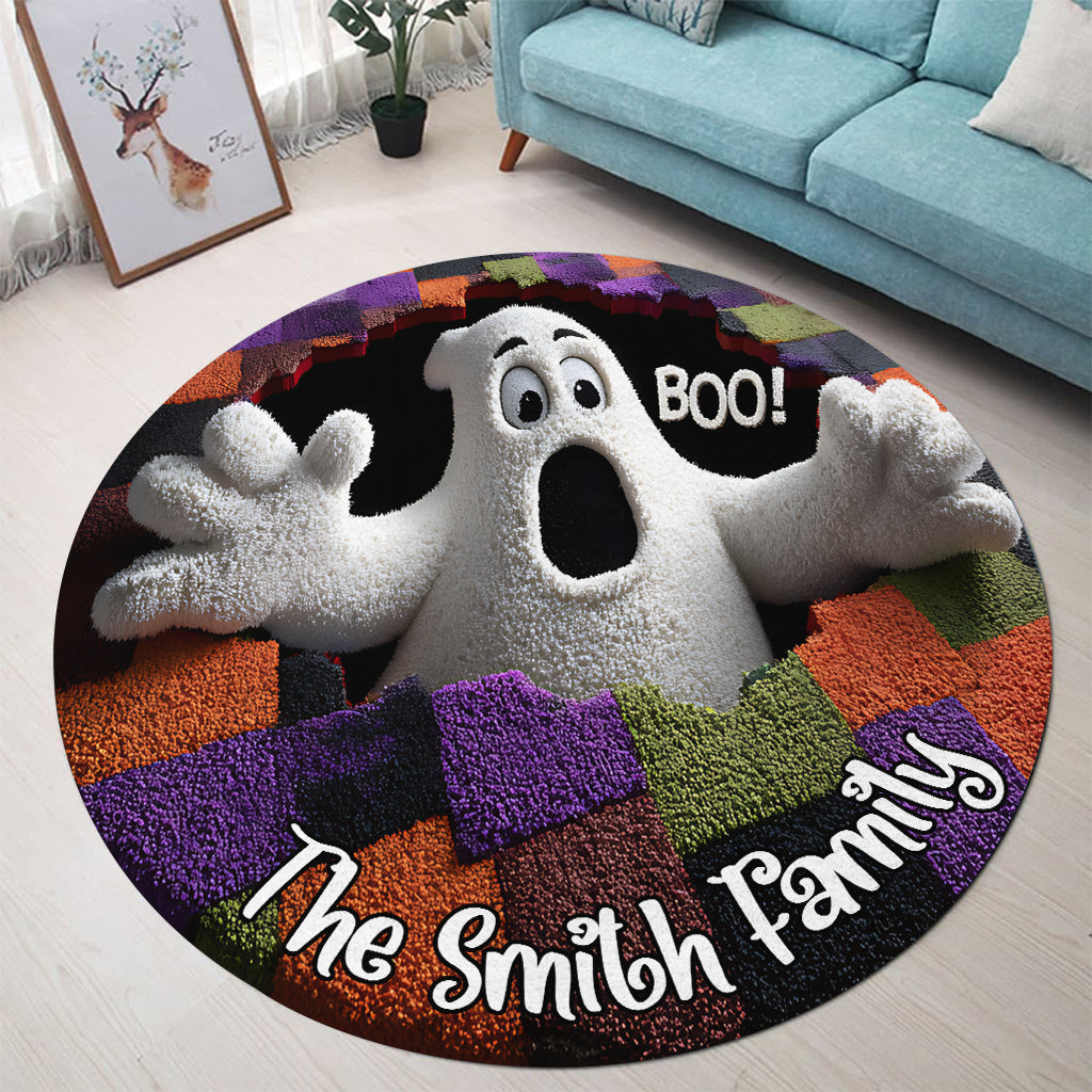 Bouh ! - Tapis rond familial personnalisé