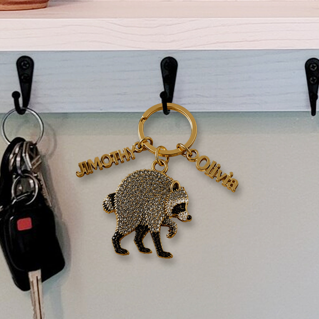 Vintage Jimothy Raccoon - Personalized Raccoon Keychain With Charms