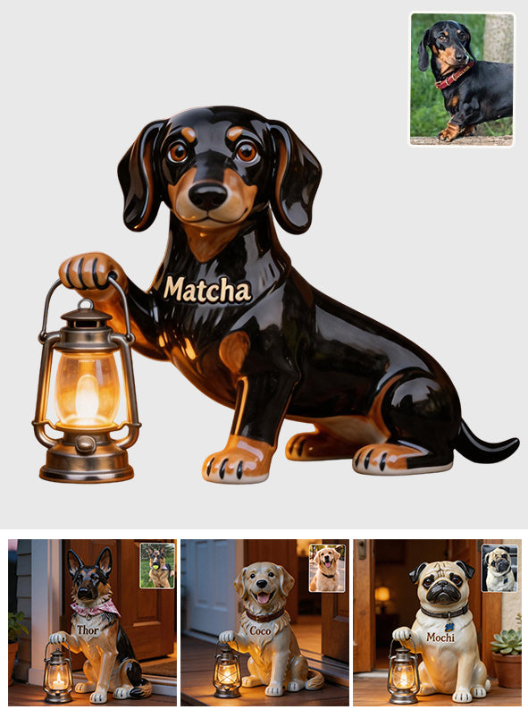 Toujours en Attente de Vous - Lampe Solaire Acrylique Personnalisée pour Chien