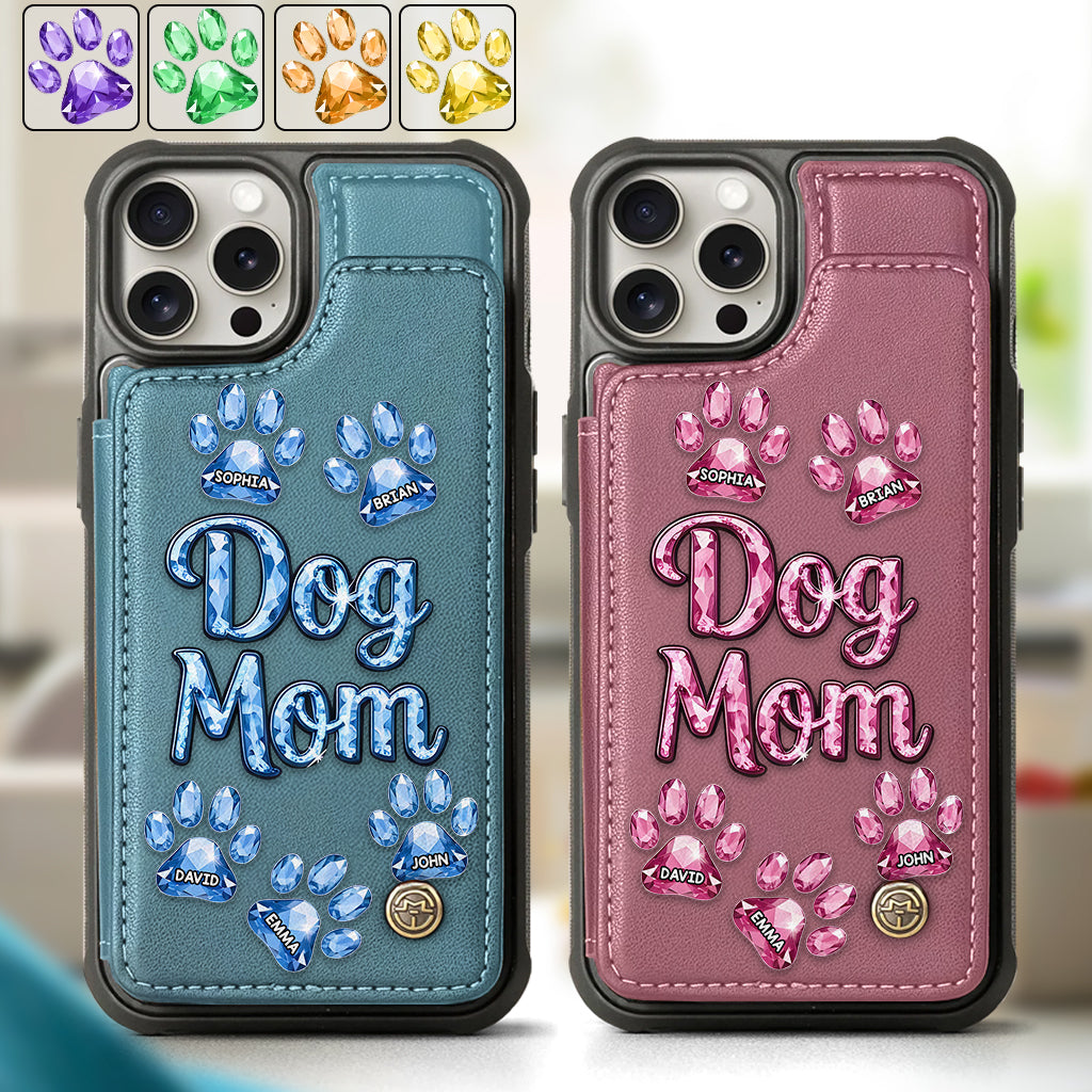 Étui portefeuille personnalisé pour téléphone avec motif chien - Maman de chien